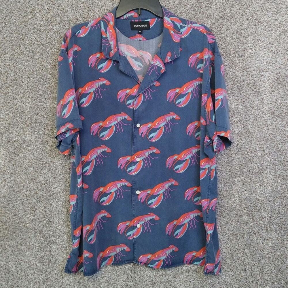 Bonobos Lobster Print Short Sleeve Button-up Shirt size XXL